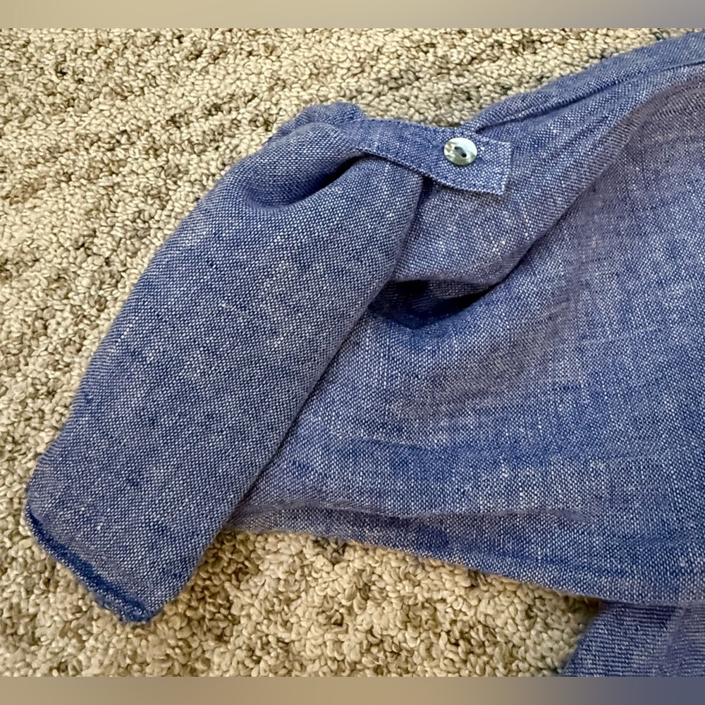 Tahari 100% Linen Chambray Blouse Sz 1X - Picture 5 of 7